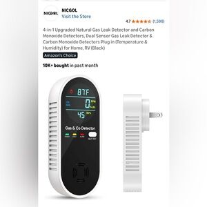 4-in-1 Natural Gas Leak Detector & Carbon Monoxide Detectors humidity temp NEW
